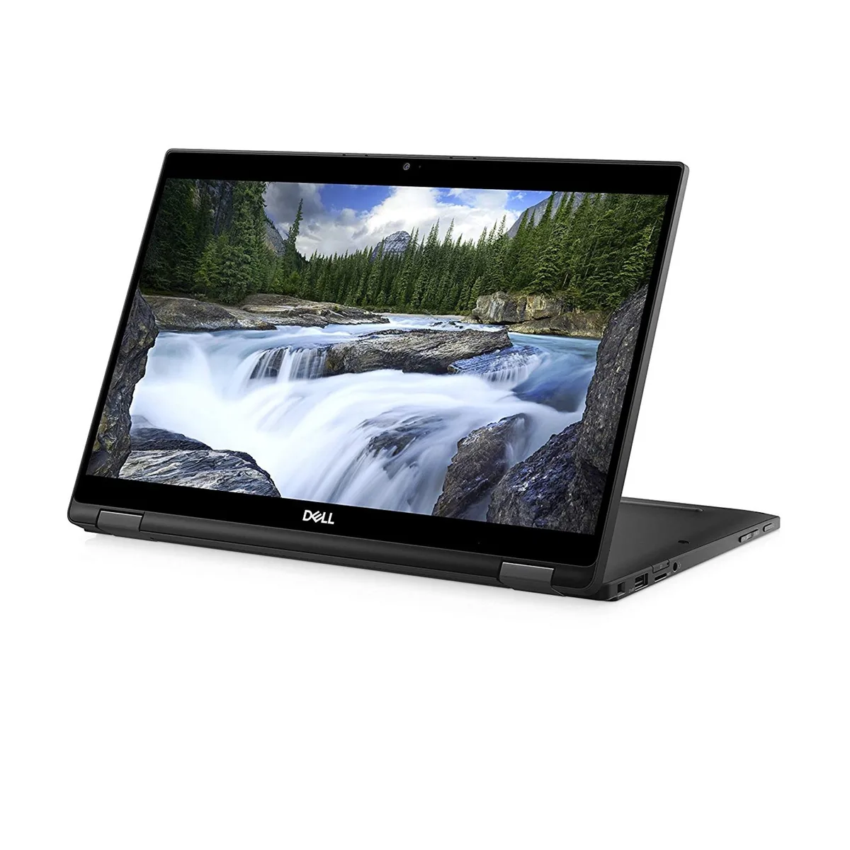 Black 13.3-inch touchscreen laptop with slim bezel and matte finish