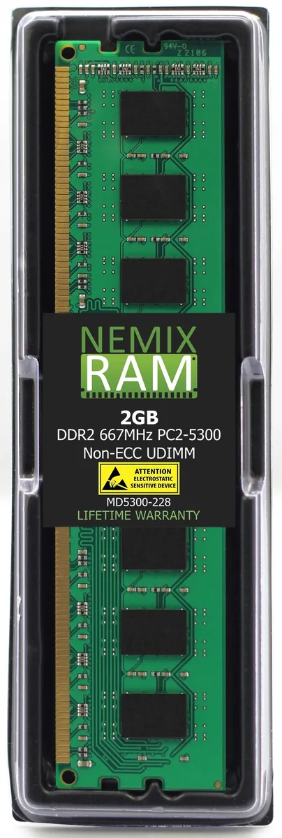 NEMIX RAM NEMIX RAM 2GB DDR2 667 PC2-5300 desktop RAM — product photo