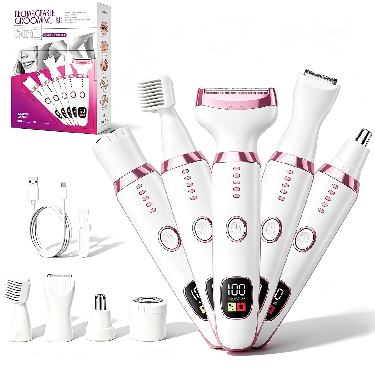 RUIM BD-3028A-C02 5-in-1 women's shaver, pink, 90 min, 1.5 h charge — ürün fotoğrafı