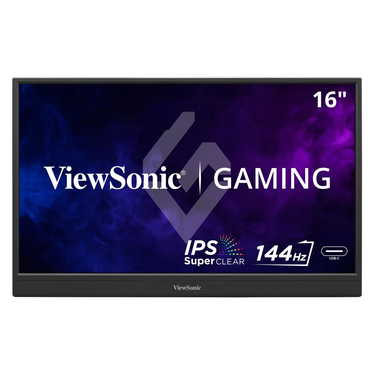 Black 15.6 inch portable IPS gaming monitor with built-in stand cover, mini HDMI and dual USB-C ports