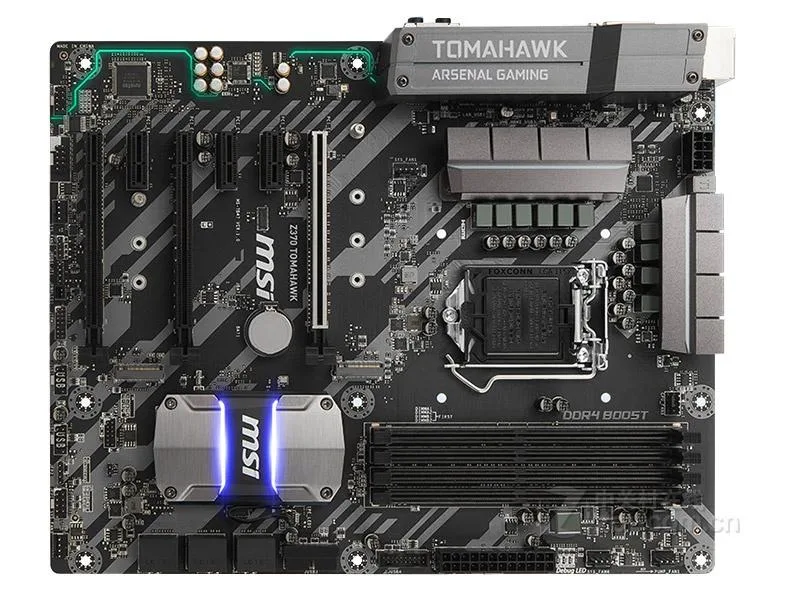 ATX motherboard dark PCB black heatsinks silver I/O shield