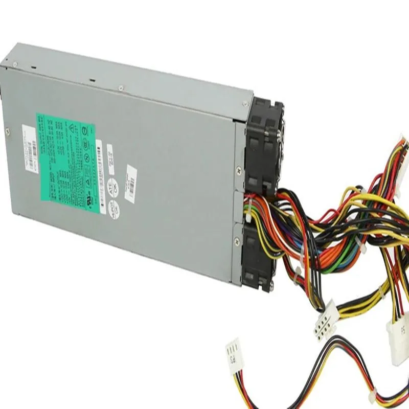 Standard ATX power supply unit, matte black finish, rear fan grille, modular cable connectors visible