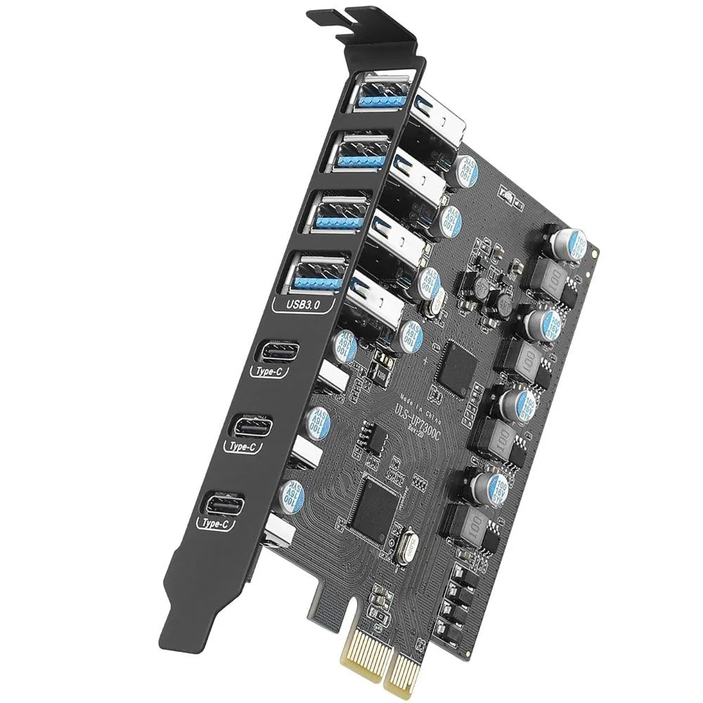 ESTONE ESTONE PCIE24A3C 7-Port USB 3.0 Expansion Card (4×A, 3×C) 5 Gbps — preces foto