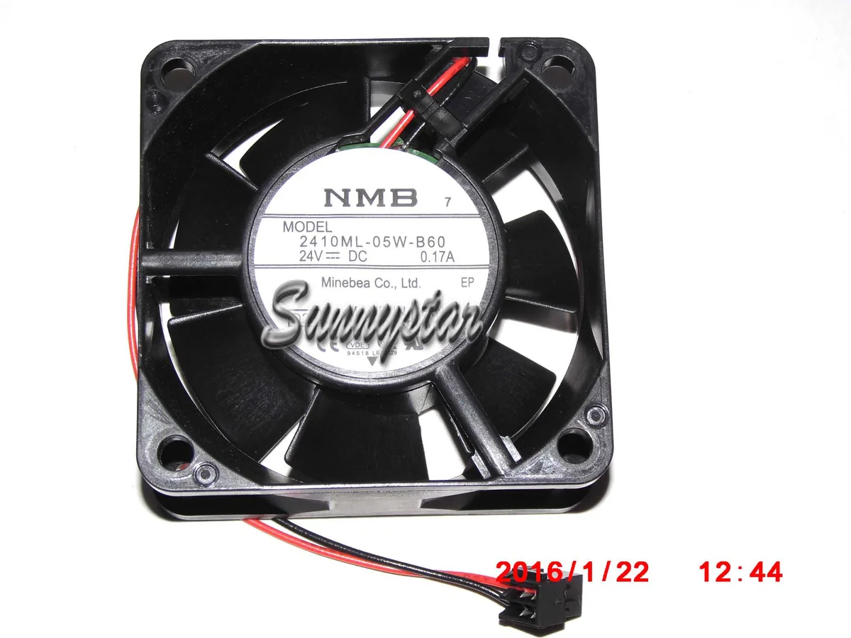 Black 60mm square cooling fan with two-pin connector