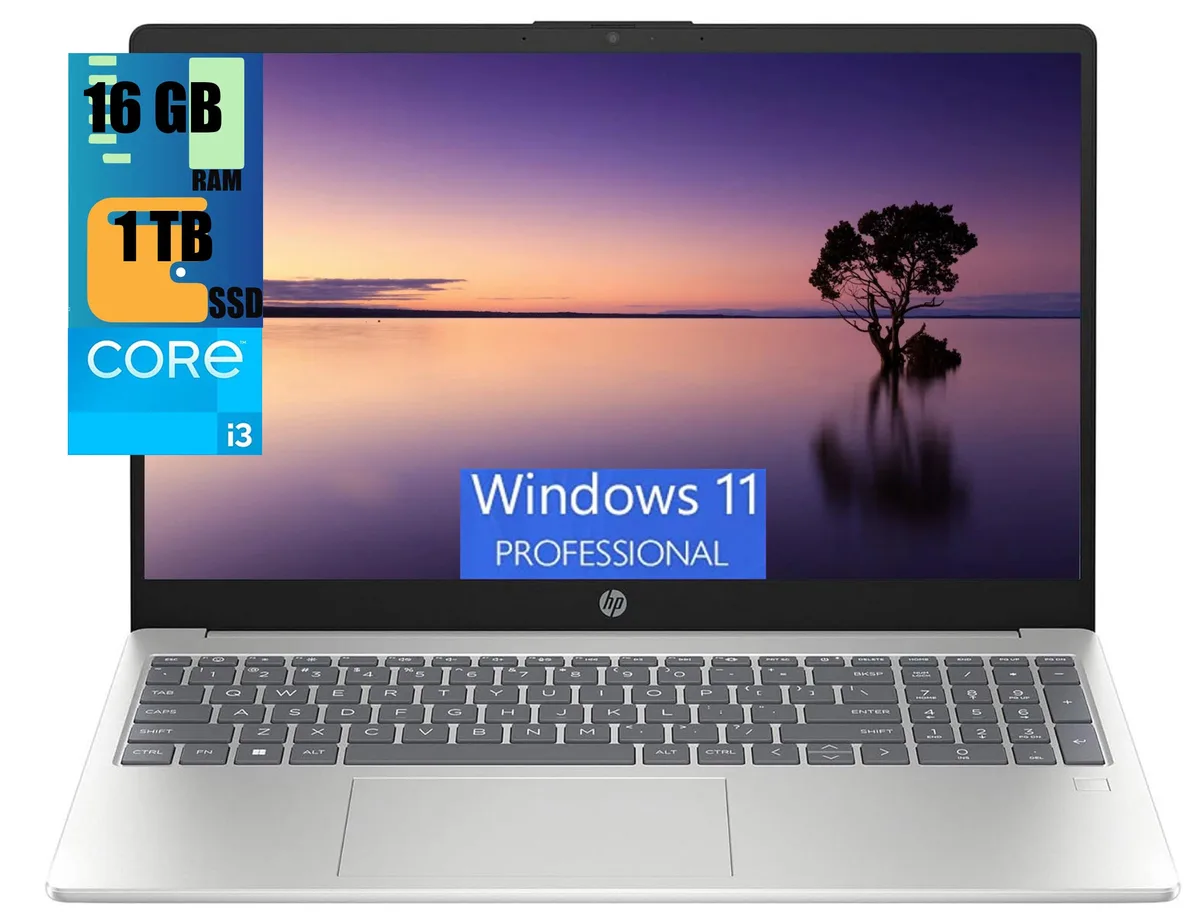 HP HP 15 laptop Intel Core i3-N305 8-core 16GB 1TB PCIe SSD 15.6" FHD Silver — photo du produit