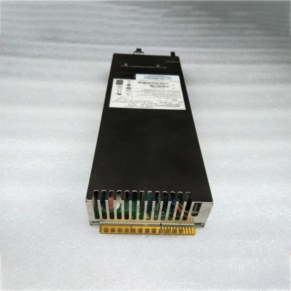 Rectangular silver server power supply unit with rear fan grille