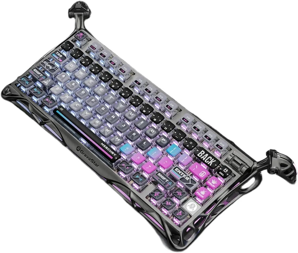 BFKK BFKK Mercury K1 Pro Cyberpunk 75% Triple-Mode Wireless Mechanical Gaming Keyboard, Black — product photo
