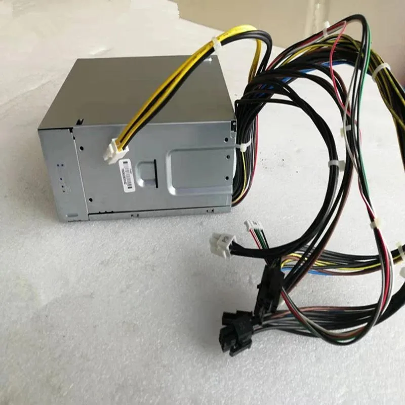 Rectangular ATX power supply unit with matte black metal casing and cooling fan visible