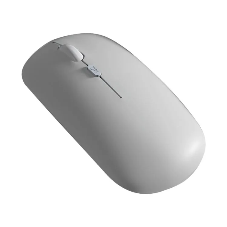 White wireless gaming mouse, ergonomic shape, matte finish, three DPI buttons, USB receiver shown