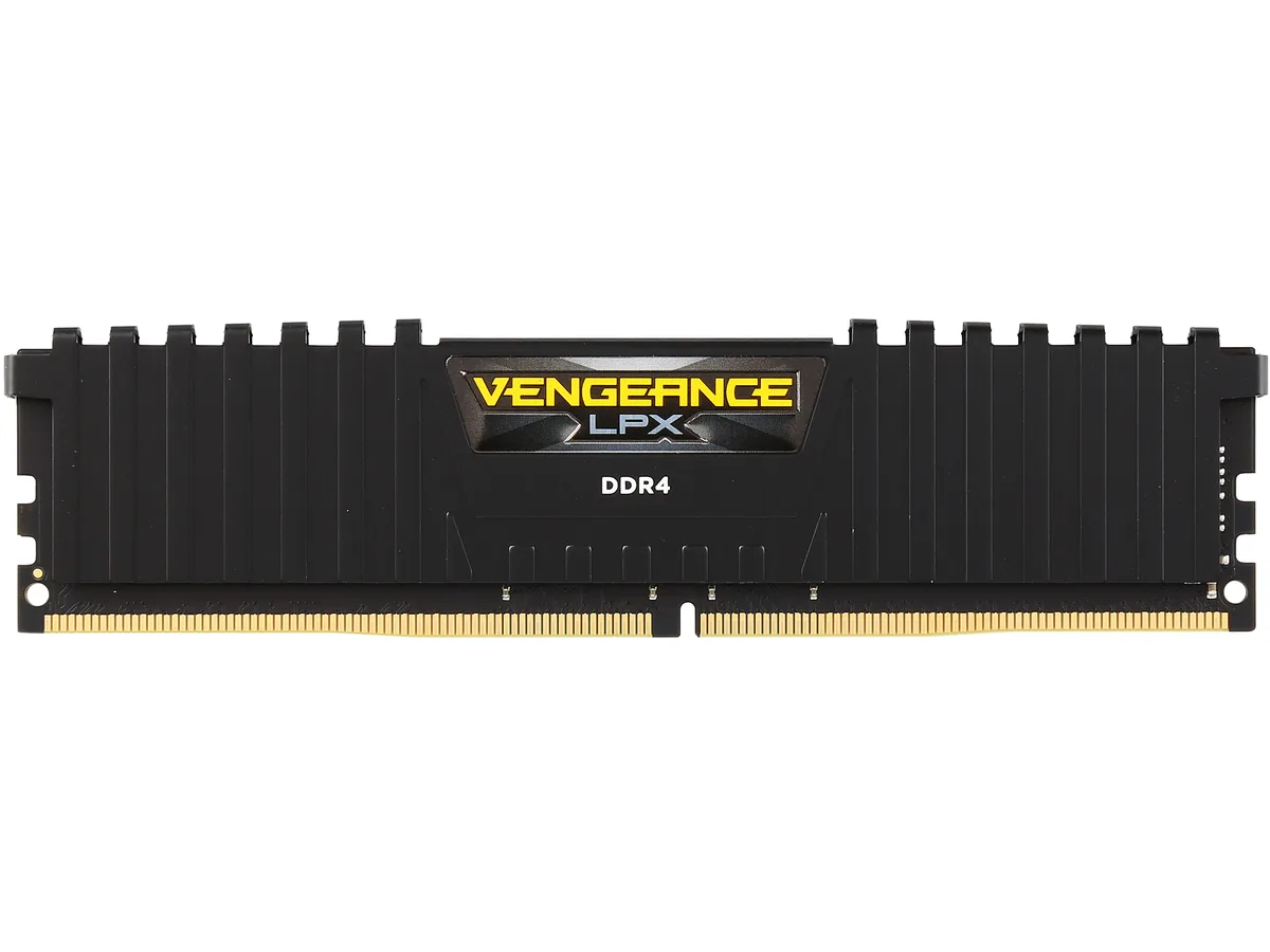 Black low-profile DDR4 module with anodized aluminum heatspreader