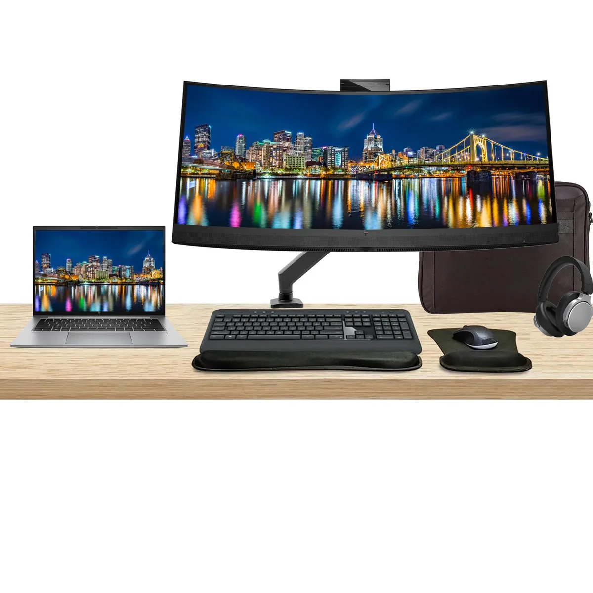 HP HP ZBook Firefly G10 14" Touchscreen Ryzen 9 Pro 32GB 512GB + Z34c 34" Monitor Bundle — 商品写真