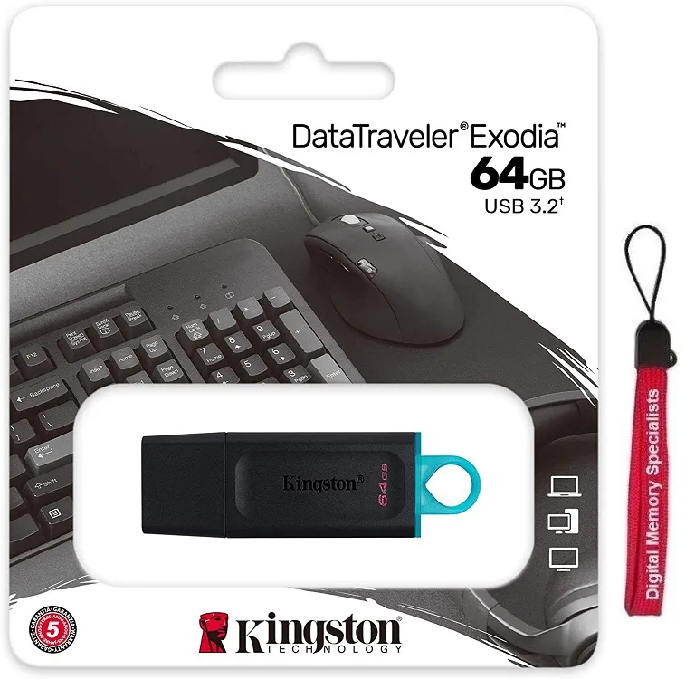 Kingston Technology Corp. Kingston DataTraveler Exodia DTX/64GBL 64GB USB 3.2 Gen 1 Flash Drive — foto del prodotto