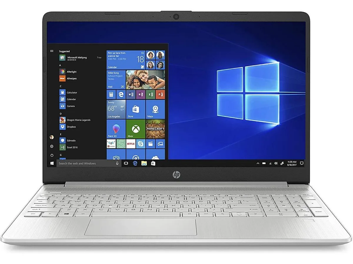 Silver 15.6 inch touchscreen laptop with micro-edge bezel