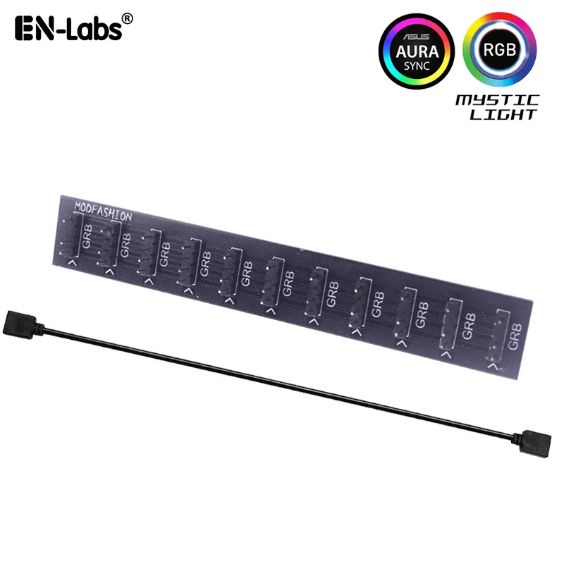 EN-Labs EN-Labs 5V 3Pin ARGB LED Hub 10 Way SATA Powered motherboard accessory — product photo