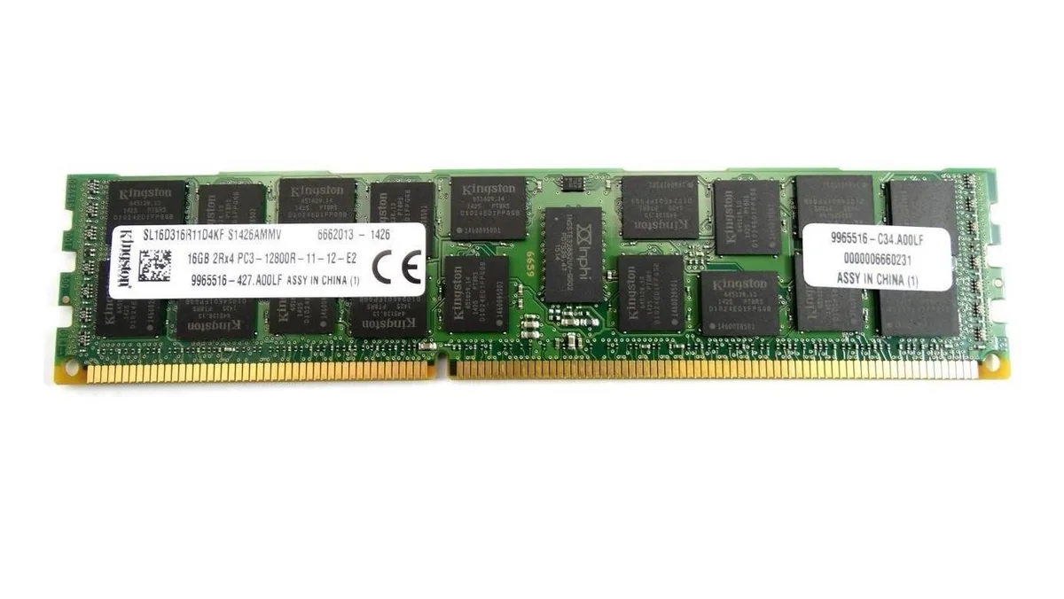 Kingston Technology Corp. Kingston Technology Corp. 16GB DDR3-1600MHz 2Rx4 PC3-12800R ECC Registered SL16D316R11D4KF desktop RAM — photo du produit