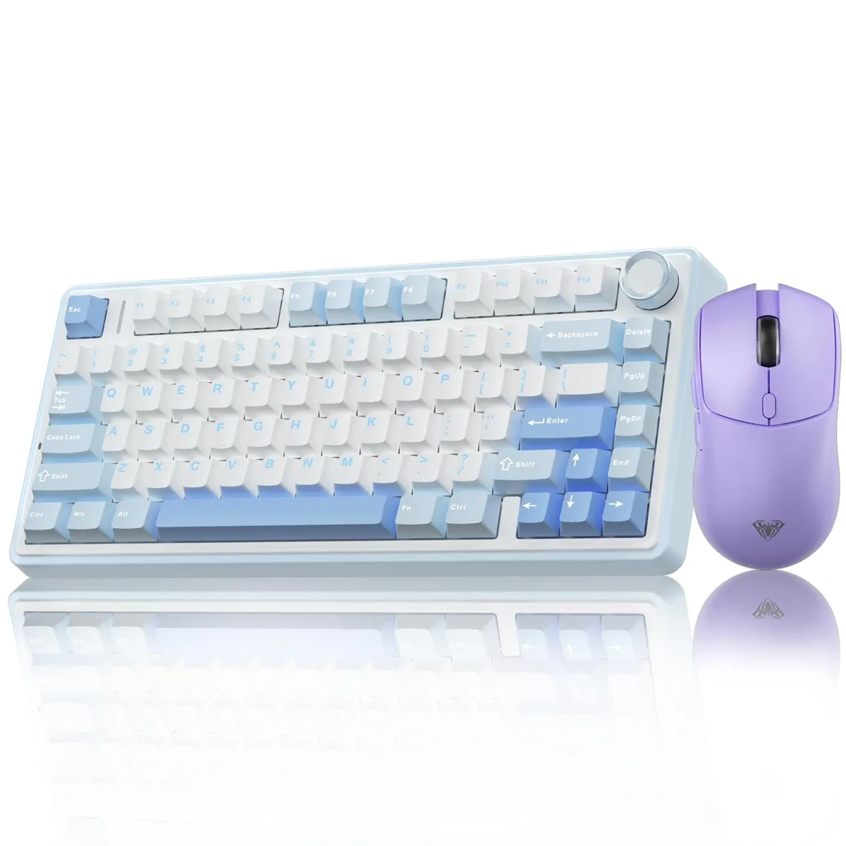 Light purple 75 percent wireless mechanical keyboard with matching SC580X mouse