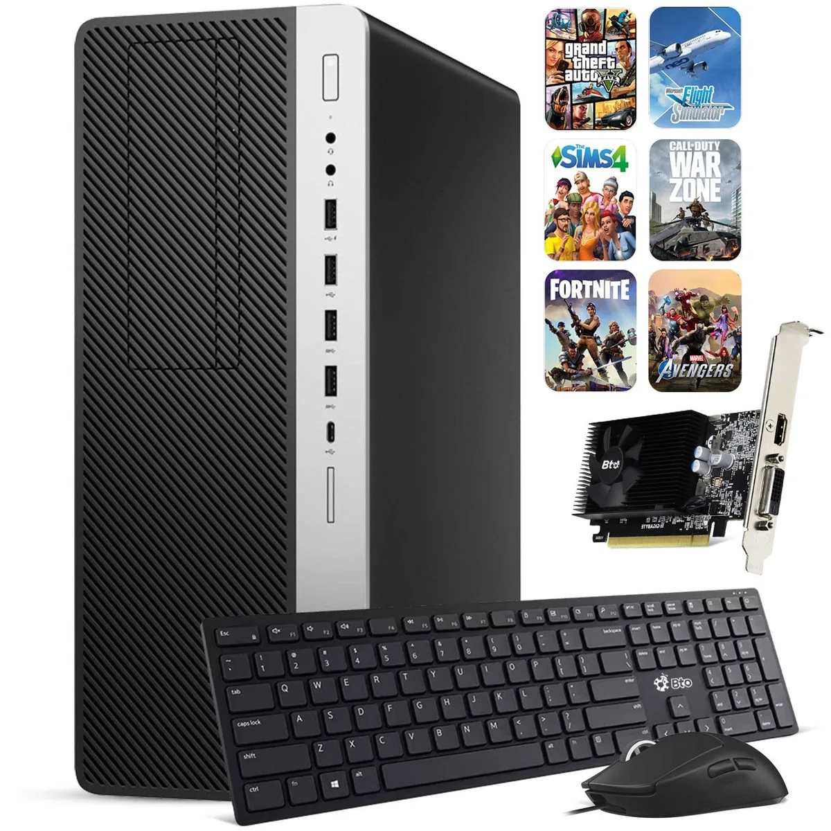HP HP ProDesk G4 Gaming Tower Desktop PC i5-8500 16GB DDR4 256GB SSD 1TB HDD Radeon RX 550 Windows 11 Pro — photo du produit