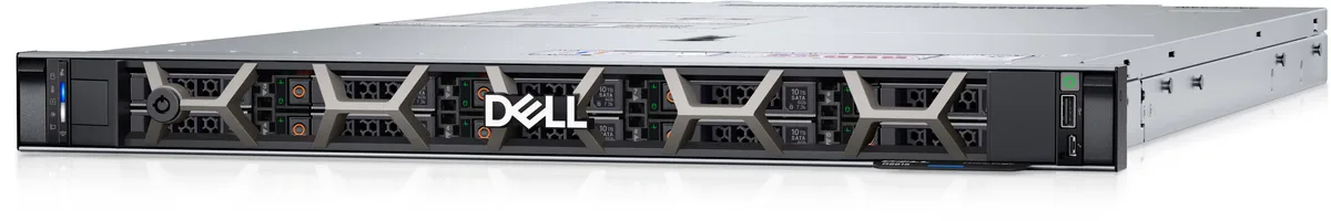 Silver 1U rack server chassis with front drive bays