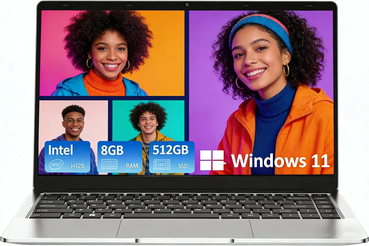GXMO GXMO 12508 14.1 laptop J4125 8GB 512GB 120Hz Windows 11 Pro Silver — product photo