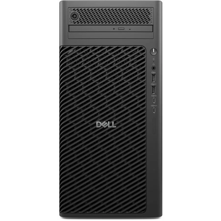Tall black tower desktop with DVD writer slot visible