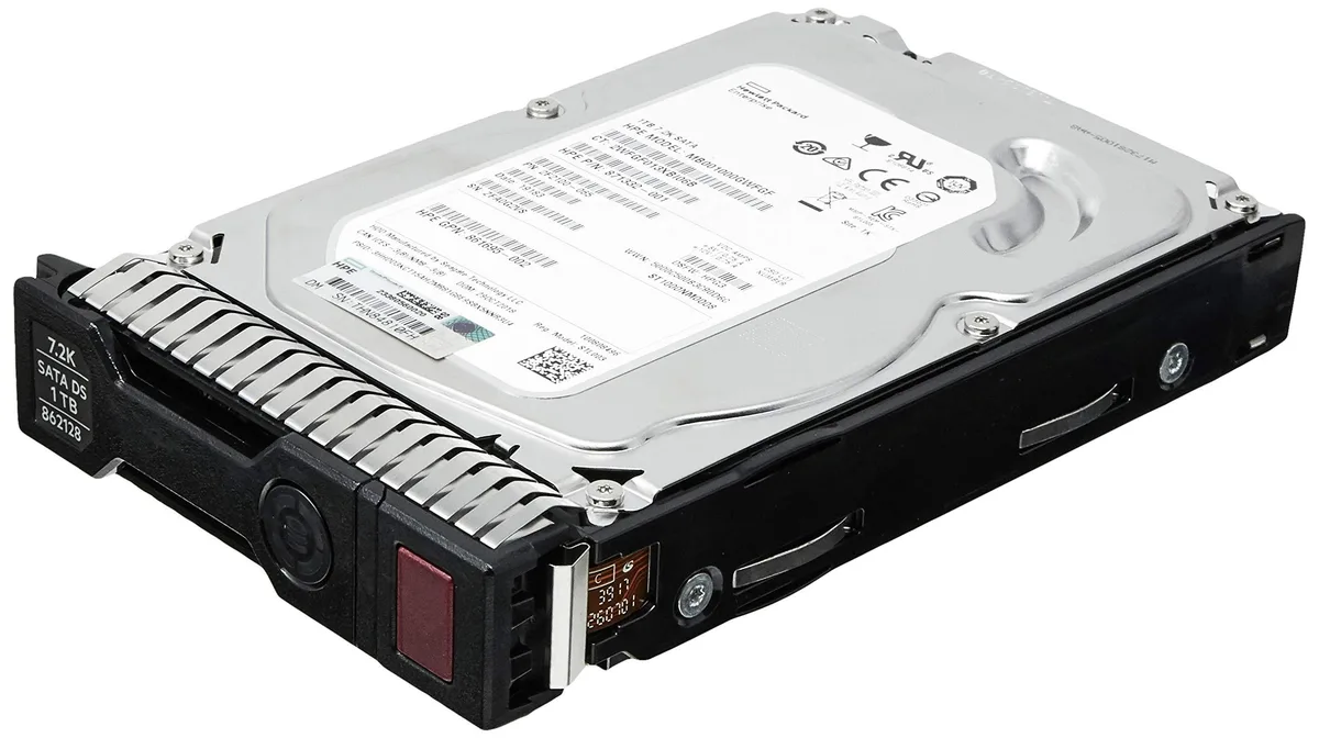 Silver 3.5 inch bare hard drive with SATA connector