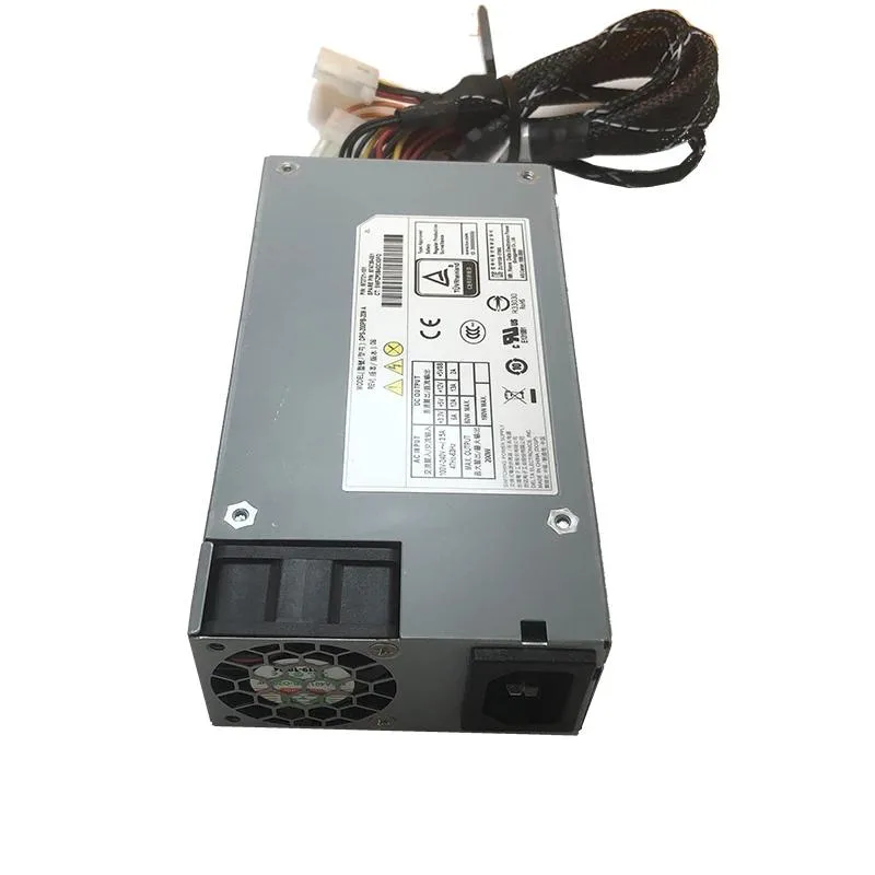 1U silver metal power supply unit with fan grille and rear connector panel