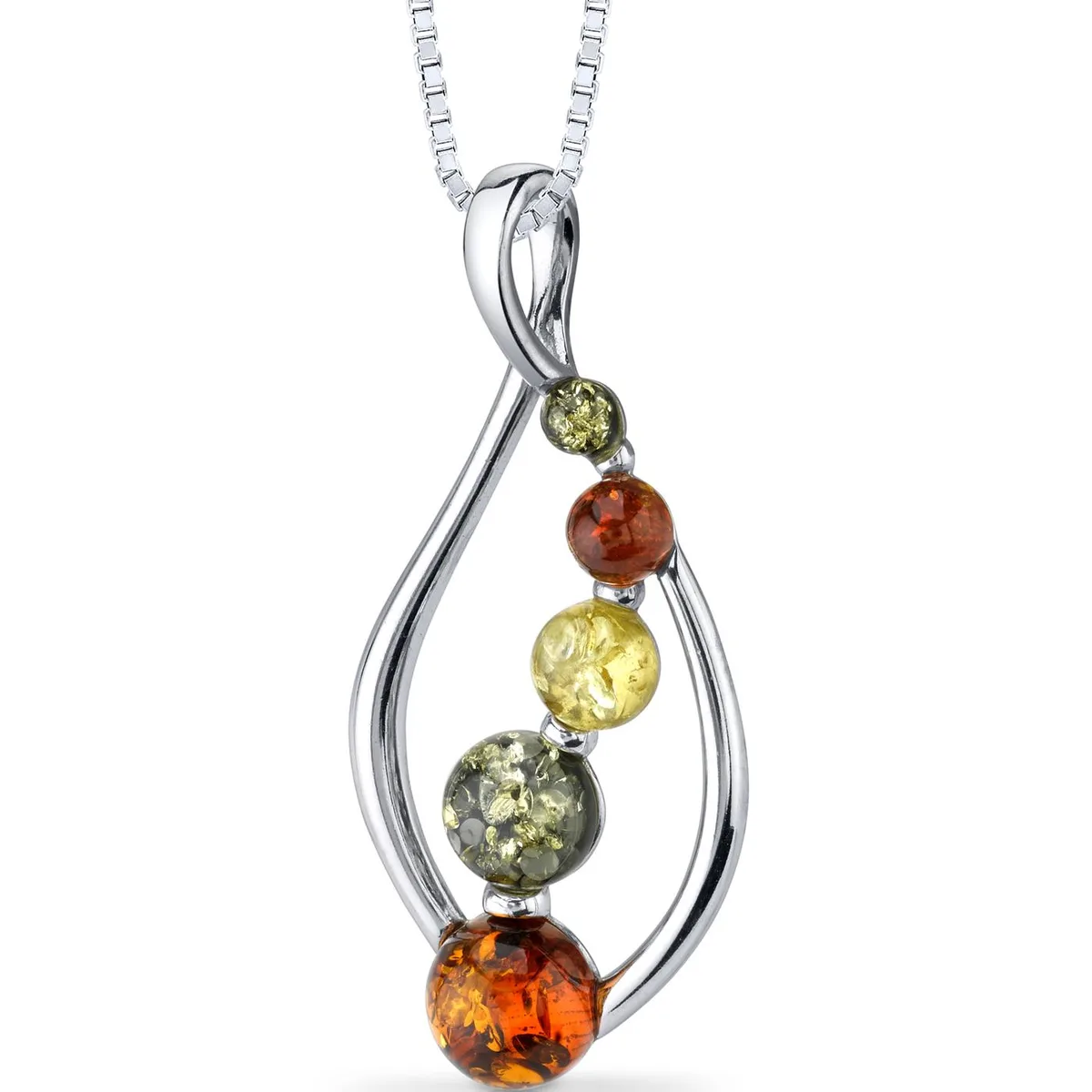Oravo Oravo Baltic Amber Open Leaf Pendant Necklace Sterling Silver 18" 2.2g 925 SP11120 — 商品写真