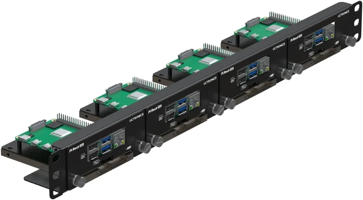 MCDODO MCDODO 19 1U Rack Mount for 4 Raspberry Pi &amp; 4 SSDs — 제품 사진