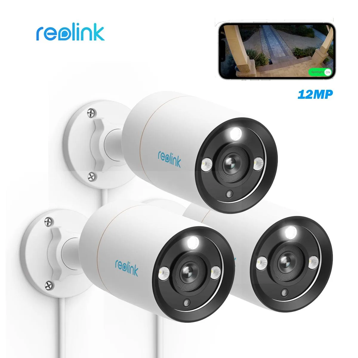 Reolink Reolink RLC-1212A 12MP PoE Bullet Network Camera 3 Cameras — 제품 사진