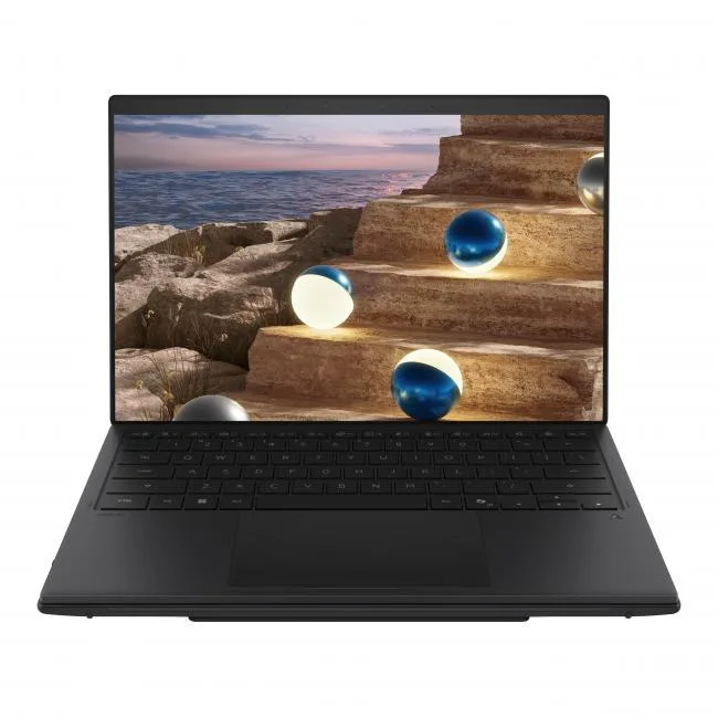 ASUS Zenbook DUO dual 14 inch OLED touchscreen laptop in Moher Gray with detachable keyboard