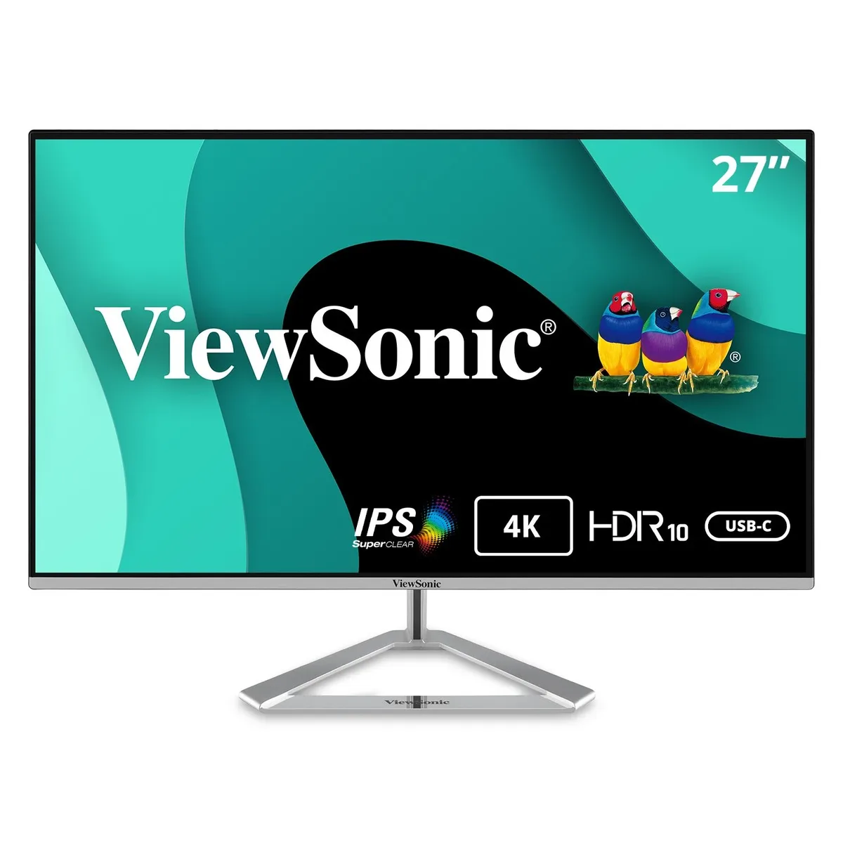Black 27-inch flat IPS monitor with thin bezels and USB-C port