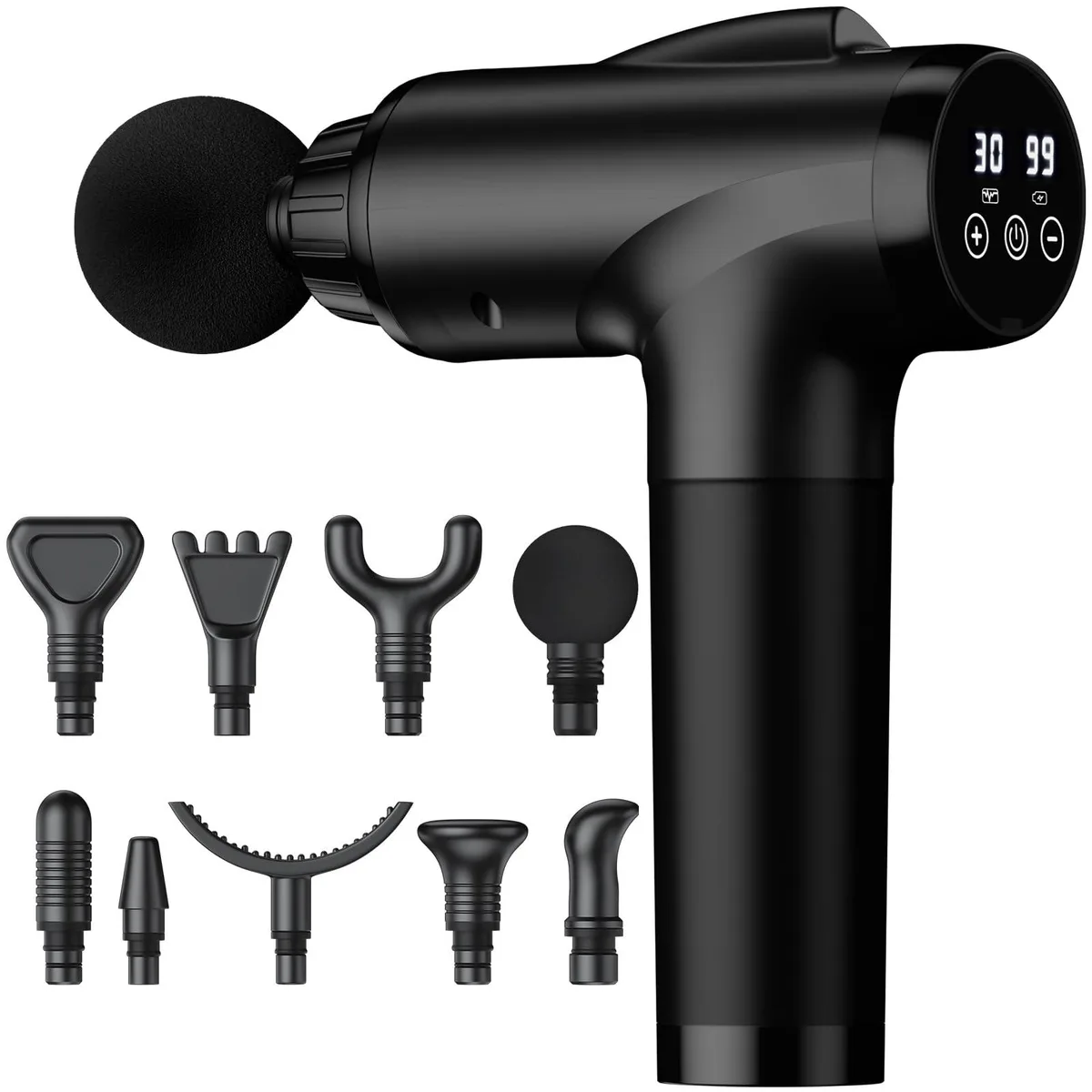 OLsky M687 Massage Gun 30 Speed 9 Attachments Blue — produkto nuotrauka