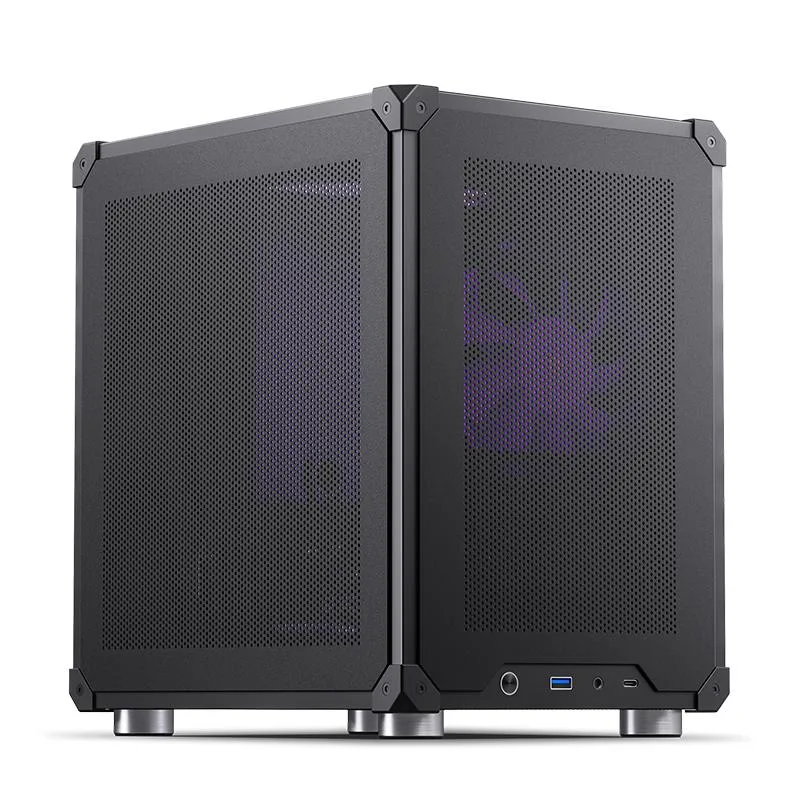 Black steel Micro ATX mesh case with tool-free panels