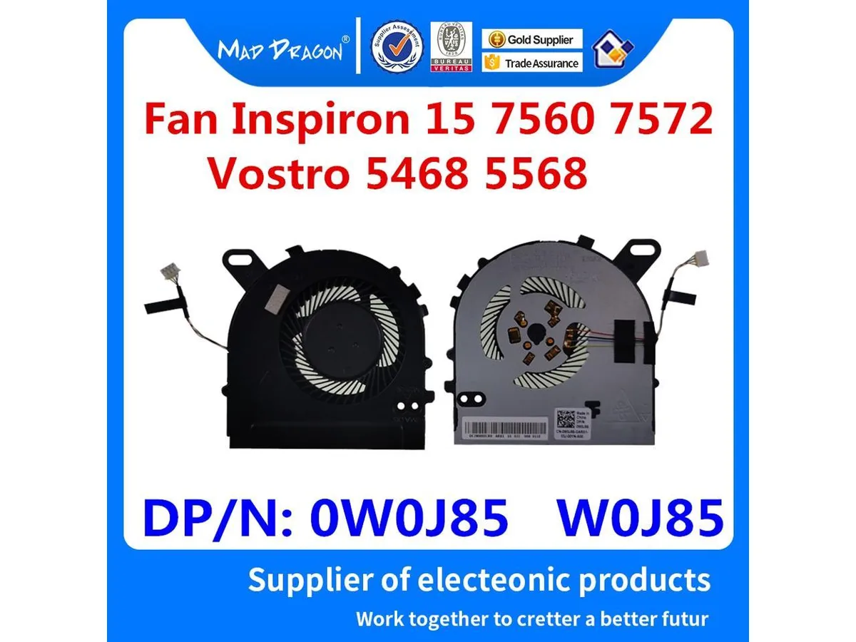 Fans Fans CPU Cooler Dell Inspiron 7560 7572 Vostro 5468 5568 0W0J85 — produktbild