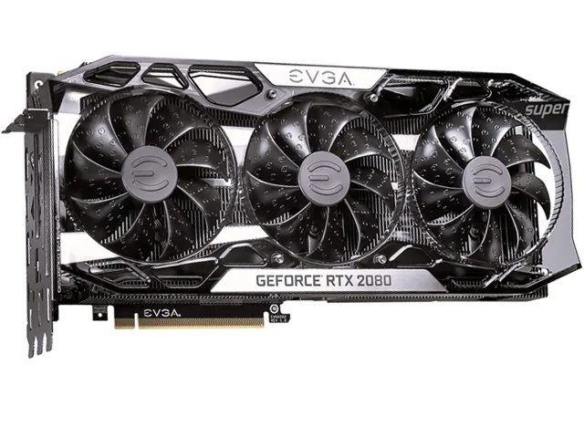 EVGA GeForce RTX 2080 SUPER graphics card with triple fans metal backplate and RGB lighting