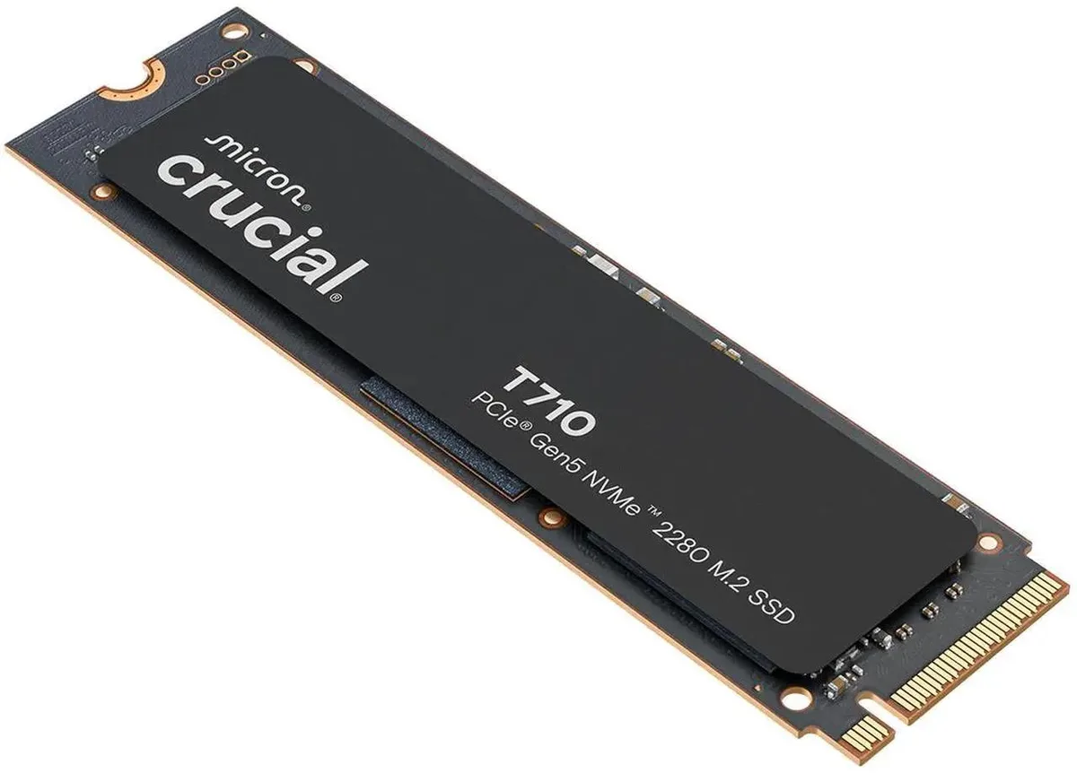 M.2 2280 stick with integrated heatsink, black PCB, gold edge connector