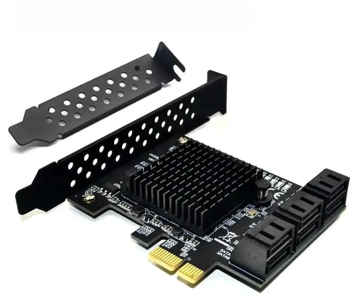 SMUGDESK SMUGDESK 6Port PCIE to SATA 3.0 Expansion Card with Heatsink, 88SE9215 Chip — product photo