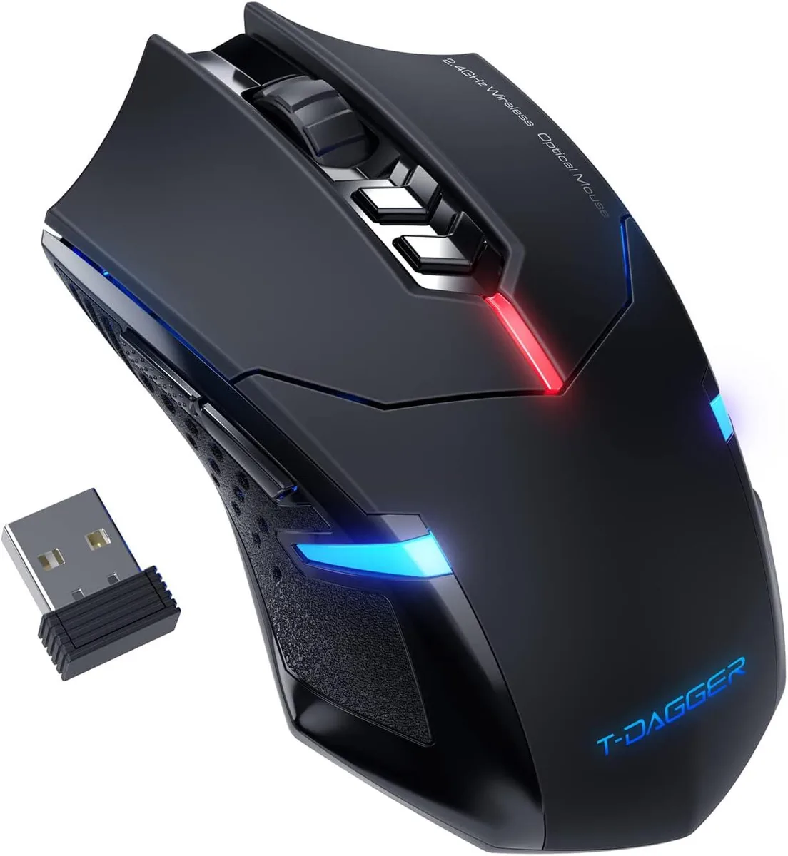 BFKK BFKK Wireless Gaming Mouse Blue 7 Silent Buttons 1000-4000 DPI — photo du produit