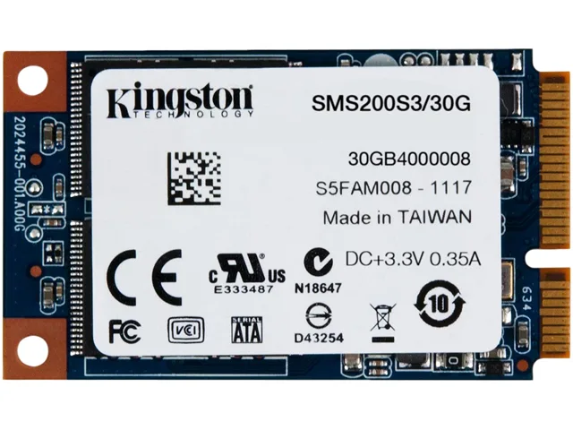 Kingston Technology Corp. Kingston Technology Corp. SMS200S3/30G 30GB mSATA internal SSD — product photo