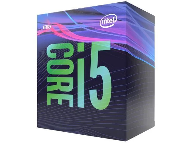 Intel Core i5-9500 desktop CPU in silver and green packaging