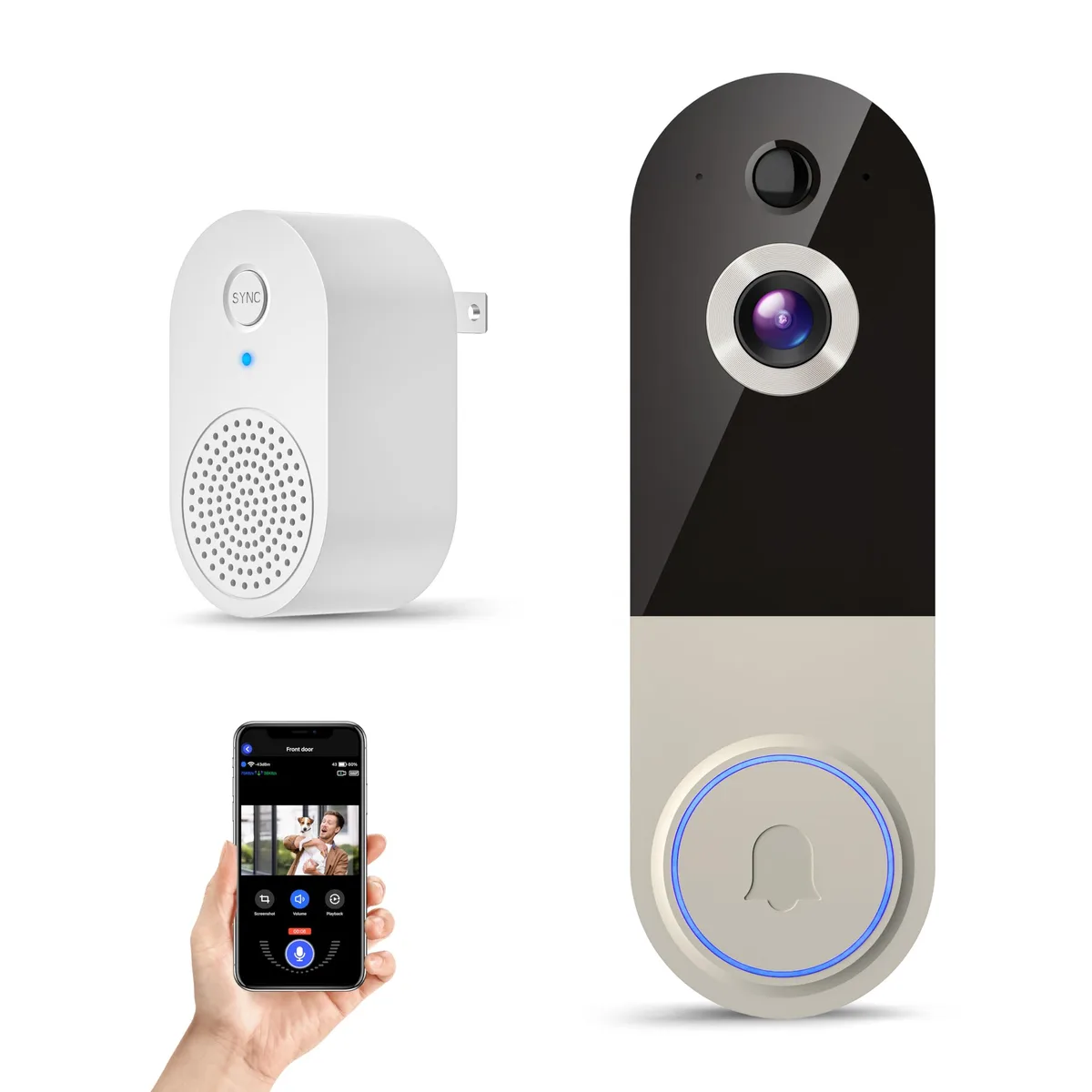 Clover T52 1080p Wireless Video Doorbell with Receiver — product photo