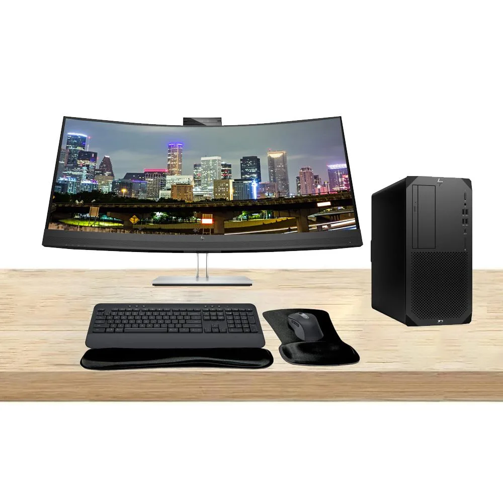HP HP Z2 G9 Tower i7-14700K 64GB 1TB RTX A4000 16GB GDDR6 34in WQHD 75Hz MK650 T2U Plus desktop PC — صورة المنتج