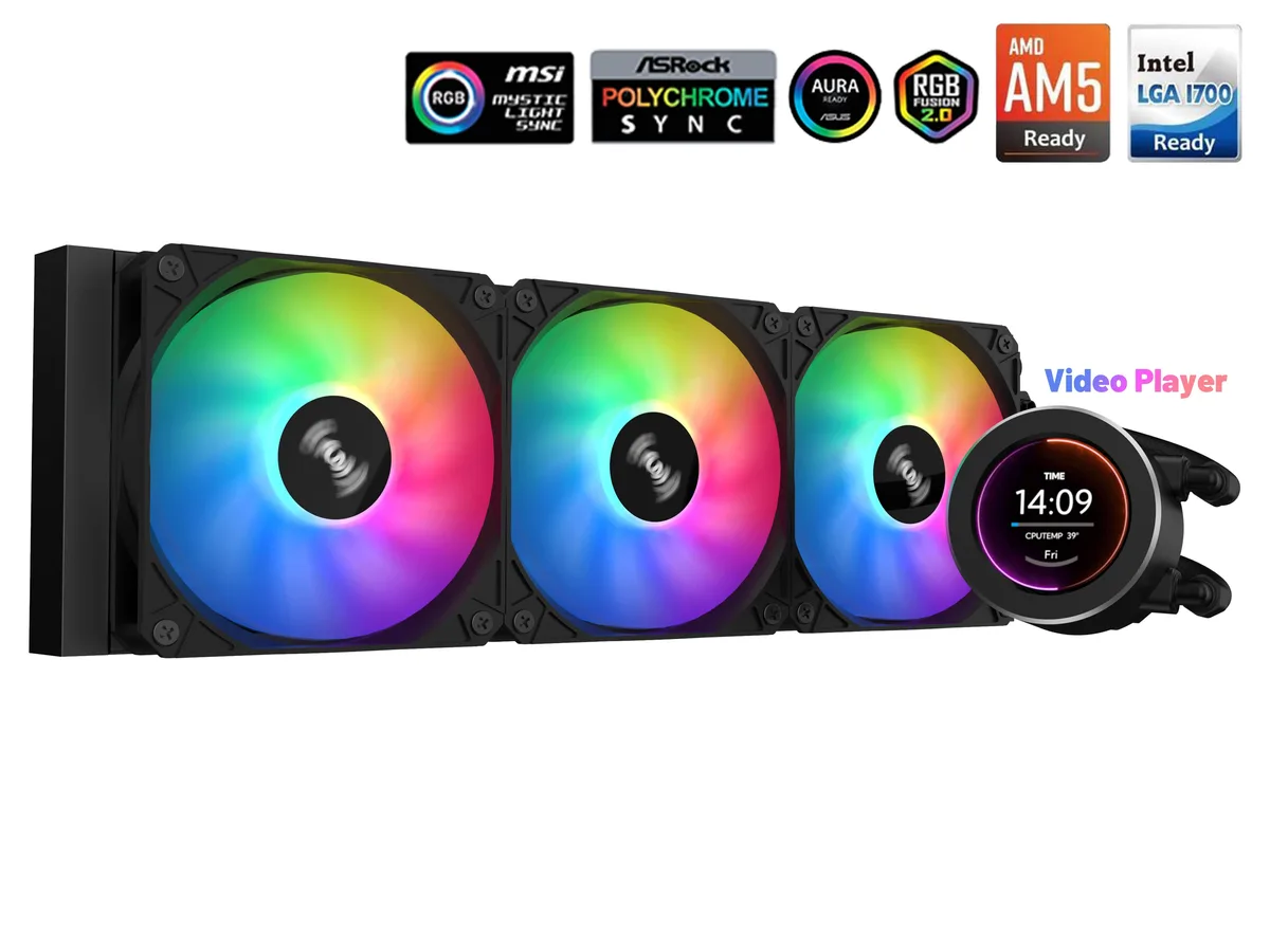 SAMA SAMA SM360-Black 360mm liquid cooler with LCD display — product photo