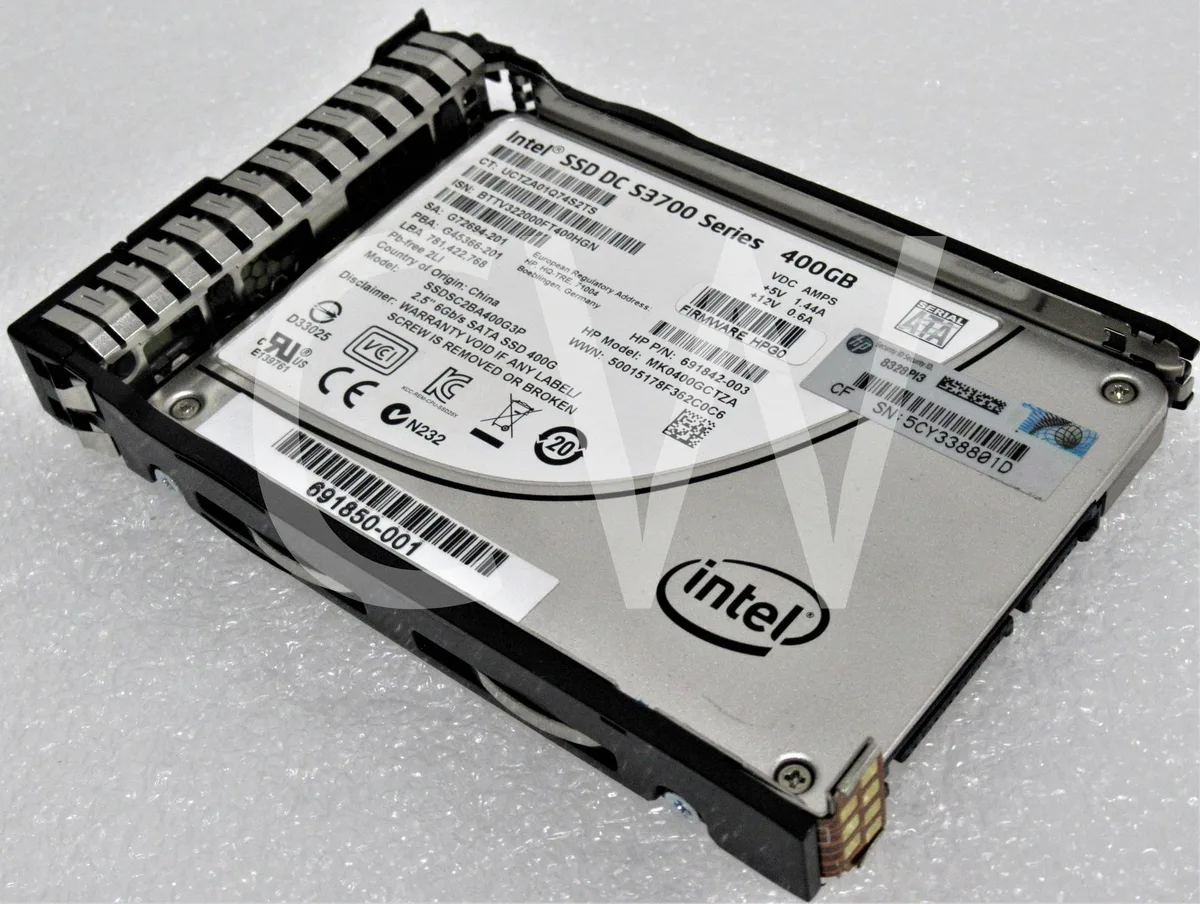 Silver 2.5 inch SATA solid state drive with black smart carrier tray