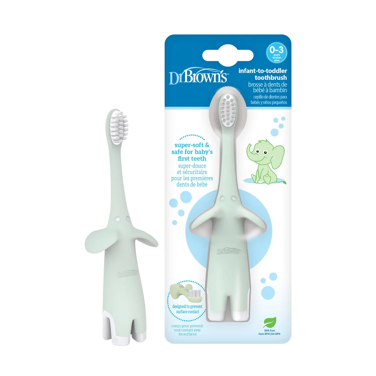  Dr. Brown's Infant-to-Toddler Toothbrush Elephant Mint HG016 — product photo