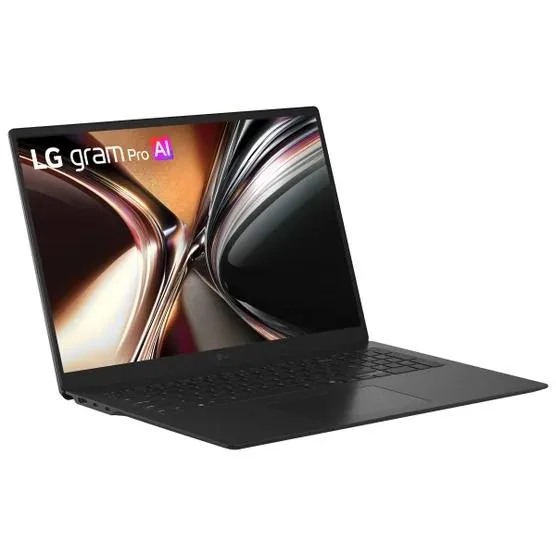 Black 17-inch thin-and-light laptop with touchscreen display, full-size backlit keyboard and numeric keypad