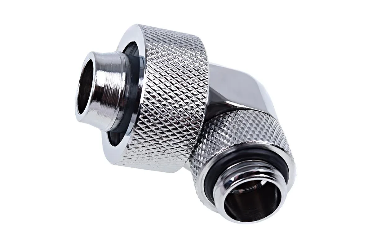 Chrome 90-degree rotatable compression fitting with knurled nuts for 19mm OD 13mm ID tubing