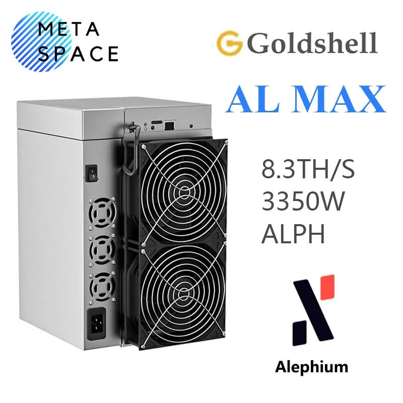 Rectangular ASIC miner in matte metal finish with dual front fans and Ethernet port