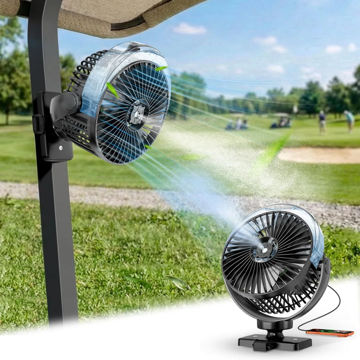  Westinghouse BYN-GCF-01 Golf Cart Misting Fan 12000mAh Black — 商品写真