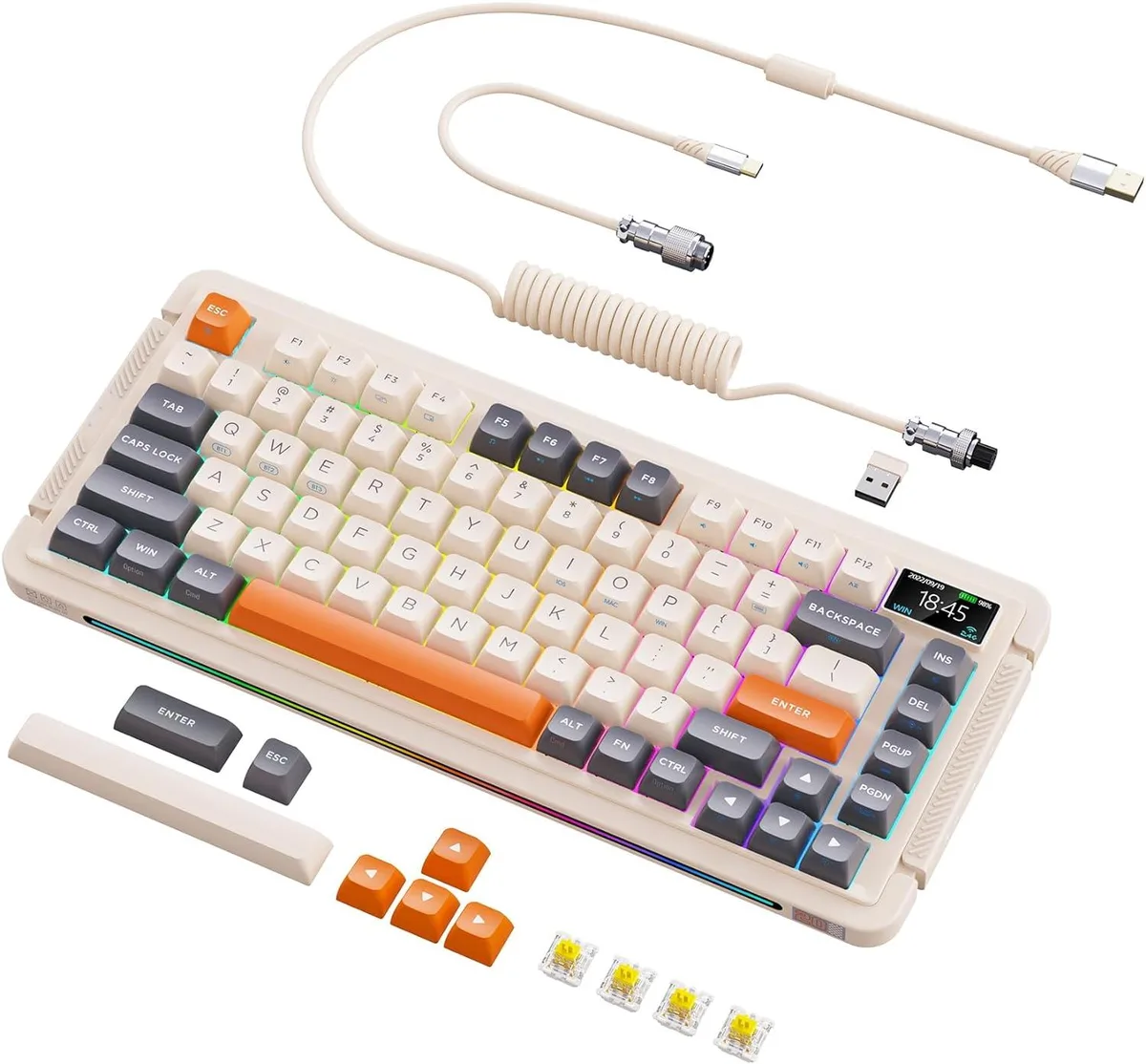 BFKK BFKK 81 Keys Wireless Mechanical Gaming Keyboard Ivory Gateron Yellow Pro — photo du produit